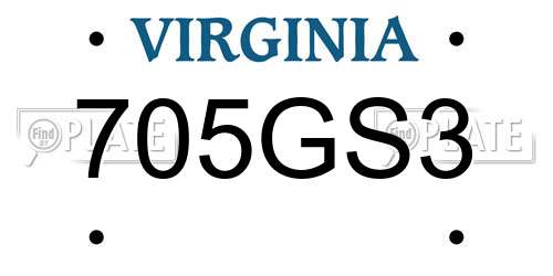 705GS3 Virginia License Plate