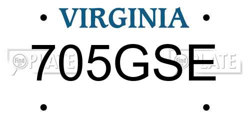 705GSE Virginia License Plate