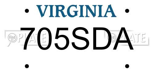 705SDA Virginia License Plate