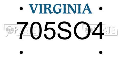 705SO4 Virginia License Plate