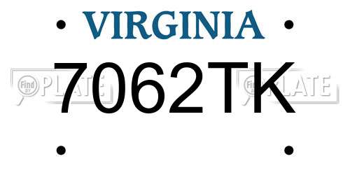 7062TK Virginia License Plate