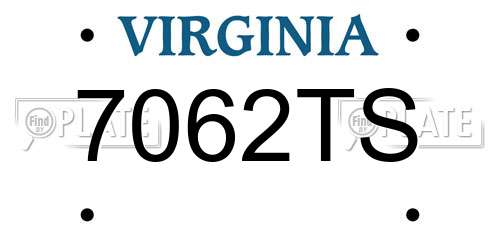 7062TS Virginia License Plate