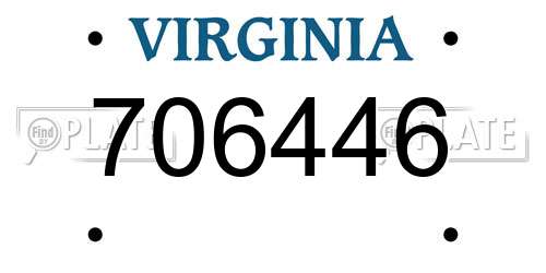 706446 Virginia License Plate