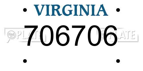 706706 Virginia License Plate