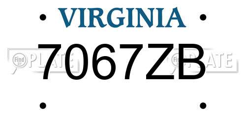 7067ZB Virginia License Plate