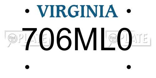 706ML0 Virginia License Plate