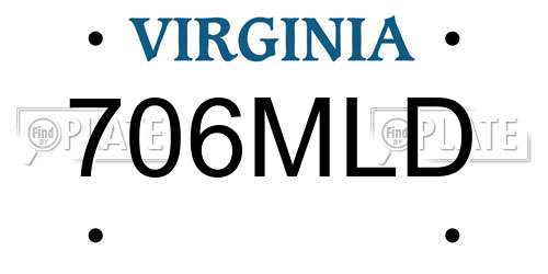 706MLD Virginia License Plate