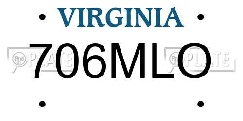 706MLO Virginia License Plate