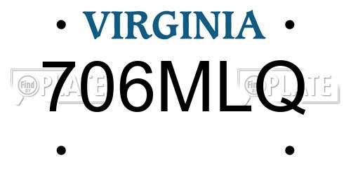 706MLQ Virginia License Plate