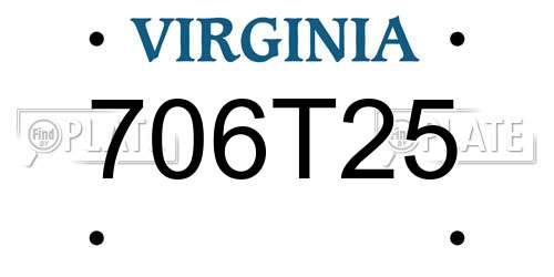 706T25 Virginia License Plate