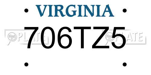 706TZ5 Virginia License Plate