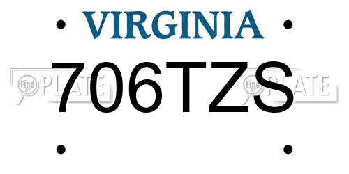 706TZS Virginia License Plate