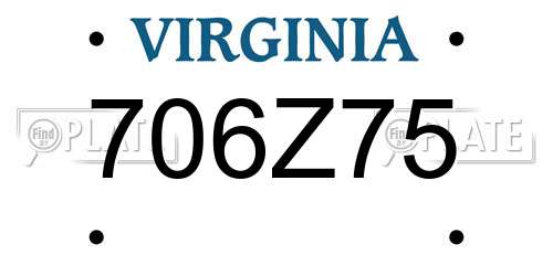 706Z75 Virginia License Plate