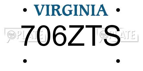 706ZTS Virginia License Plate