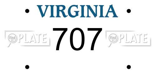 707 Virginia License Plate