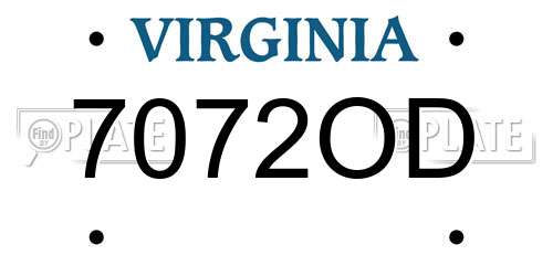 7072OD Virginia License Plate