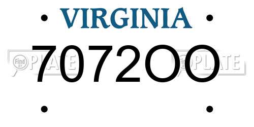 7072OO Virginia License Plate