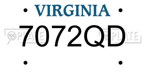 7072QD Virginia License Plate