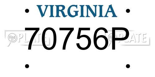 70756P Virginia License Plate