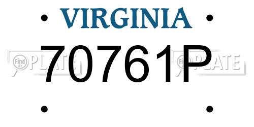 70761P Virginia License Plate