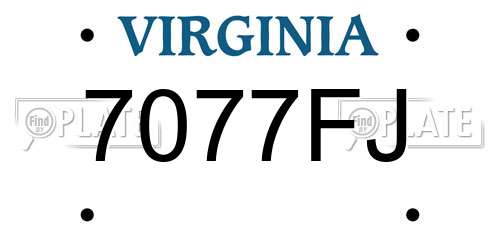 7077FJ Virginia License Plate