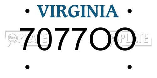 7077OO Virginia License Plate