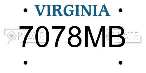7078MB Virginia License Plate