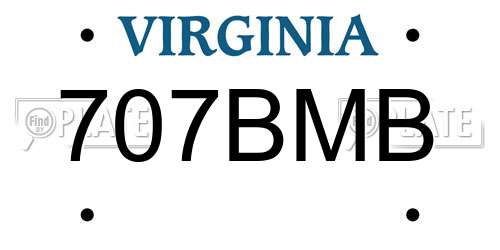 707BMB Virginia License Plate