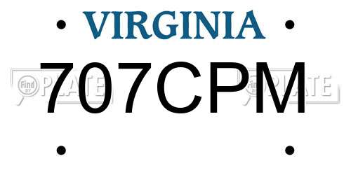 707CPM Virginia License Plate
