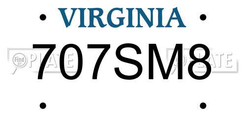 707SM8 Virginia License Plate