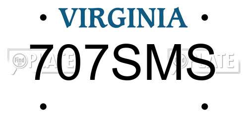 707SMS Virginia License Plate