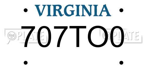 707TO0 Virginia License Plate