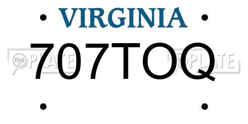 707TOQ Virginia License Plate