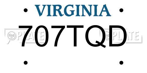 707TQD Virginia License Plate