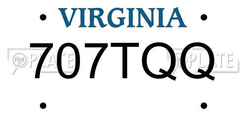 707TQQ Virginia License Plate