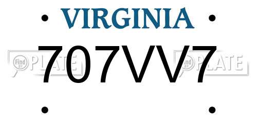 707VV7 Virginia License Plate