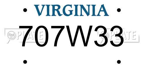 707W33 Virginia License Plate