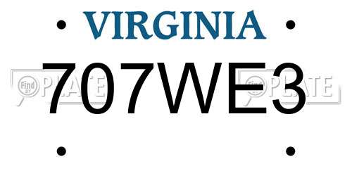 707WE3 Virginia License Plate