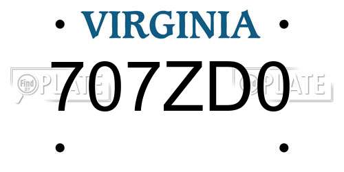 707ZD0 Virginia License Plate