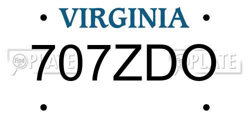 707ZDO Virginia License Plate