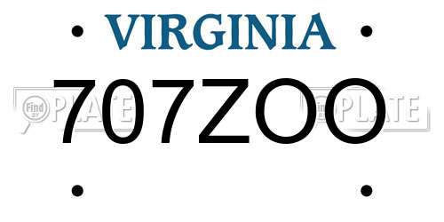 707ZOO Virginia License Plate