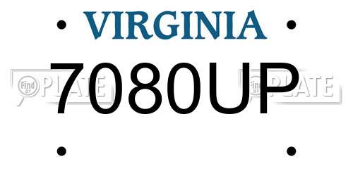 7080UP Virginia License Plate