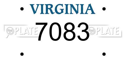 7083 Virginia License Plate