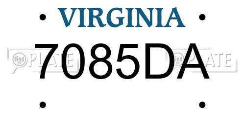 7085DA Virginia License Plate