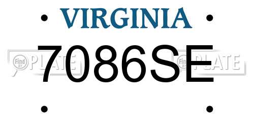 7086SE Virginia License Plate