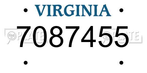 7087455 Virginia License Plate