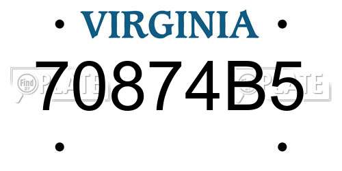 70874B5 Virginia License Plate