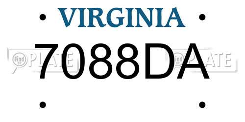 7088DA Virginia License Plate