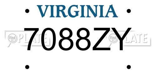 7088ZY Virginia License Plate