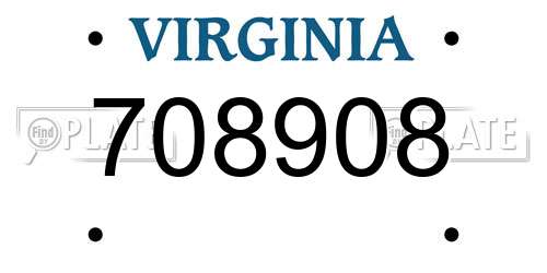 708908 Virginia License Plate